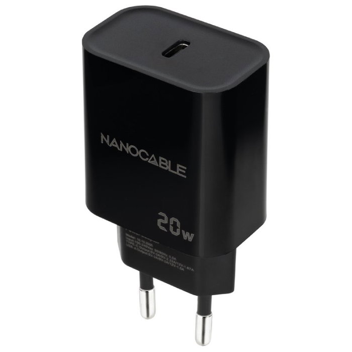 Nano Cable Cargador de Pared USB-C PD 20W Negro 10.10.2006